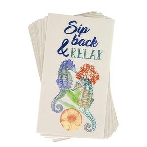 Party! Beach Bash Towels Seahorse Pattern Buffet 2-ply Paper Napkins, 14 ct